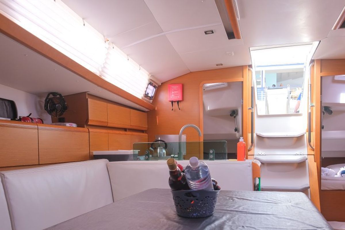 Calia, a Jeanneau Sun Odyssey 449 sailboat at Ribishi, Saint Vincent and the Grenadines