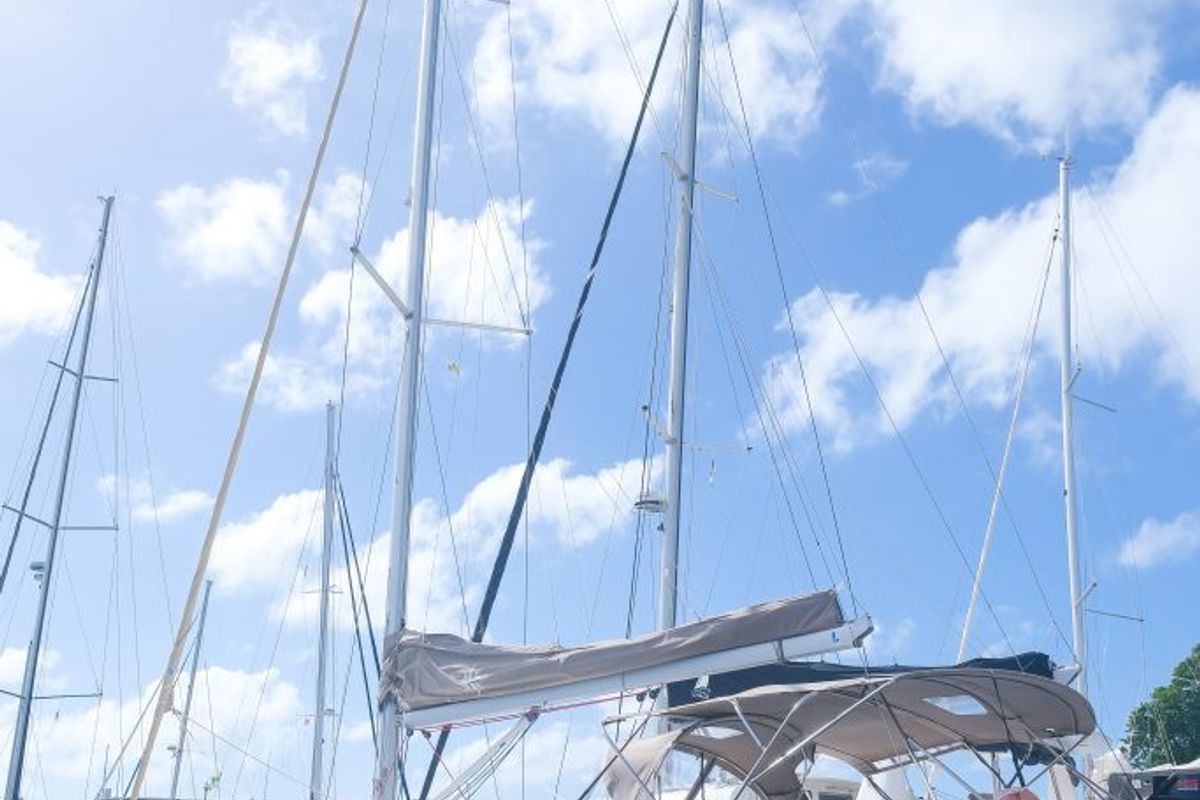 Calia, a Jeanneau Sun Odyssey 449 sailboat at Ribishi, Saint Vincent and the Grenadines
