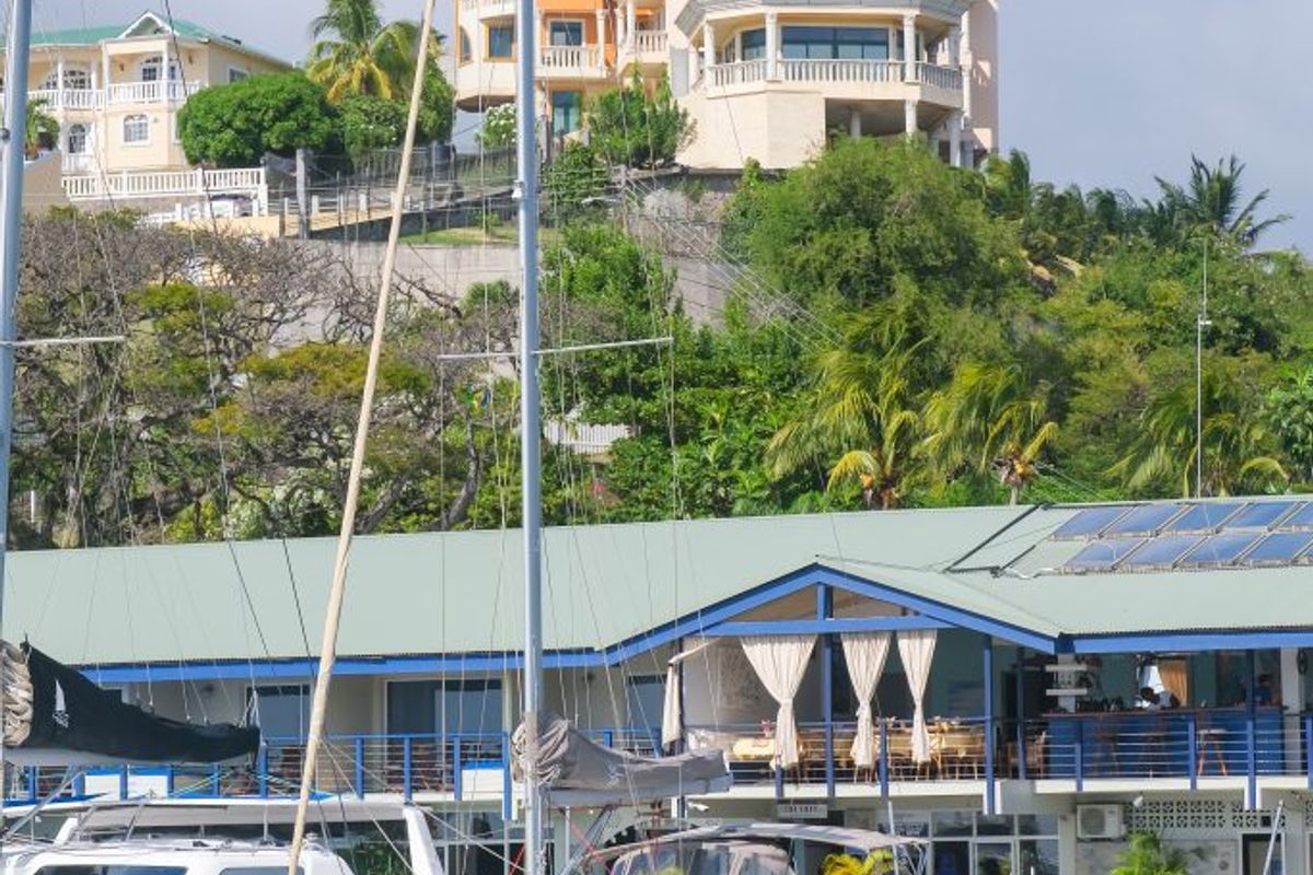 Calia, a Jeanneau Sun Odyssey 449 sailboat at Ribishi, Saint Vincent and the Grenadines