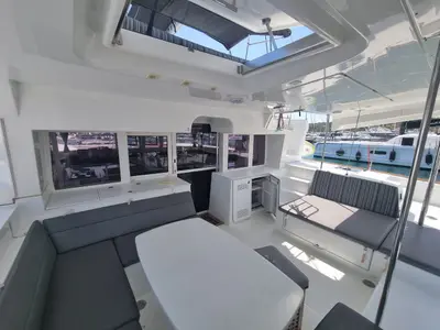 Deck of SoulMate, a Lagoon 450 F catamaran at Lavreotiki Municipal Unit, Greece