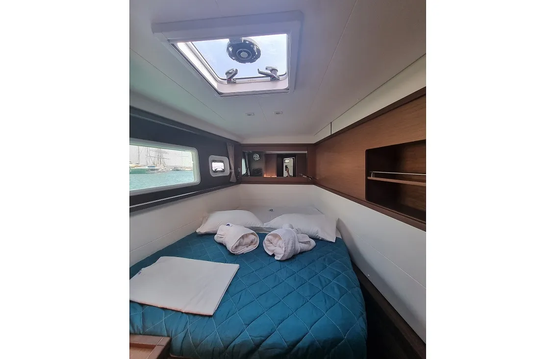 Cabin on SoulMate, a Lagoon 450 F catamaran at Lavreotiki Municipal Unit, Greece