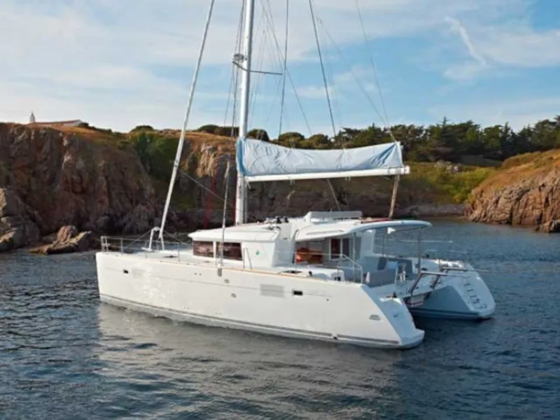 SoulMate, a Lagoon 450 F catamaran at Lavreotiki Municipal Unit, Greece