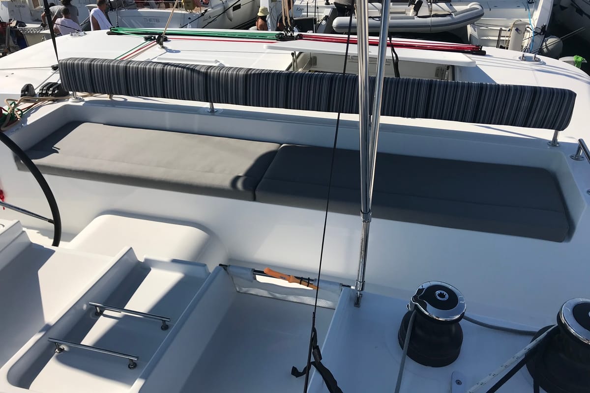 SoulMate, a Lagoon 450 F catamaran at Lavreotiki Municipal Unit, Greece