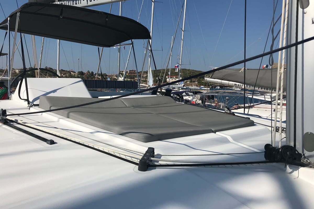 SoulMate, a Lagoon 450 F catamaran at Lavreotiki Municipal Unit, Greece