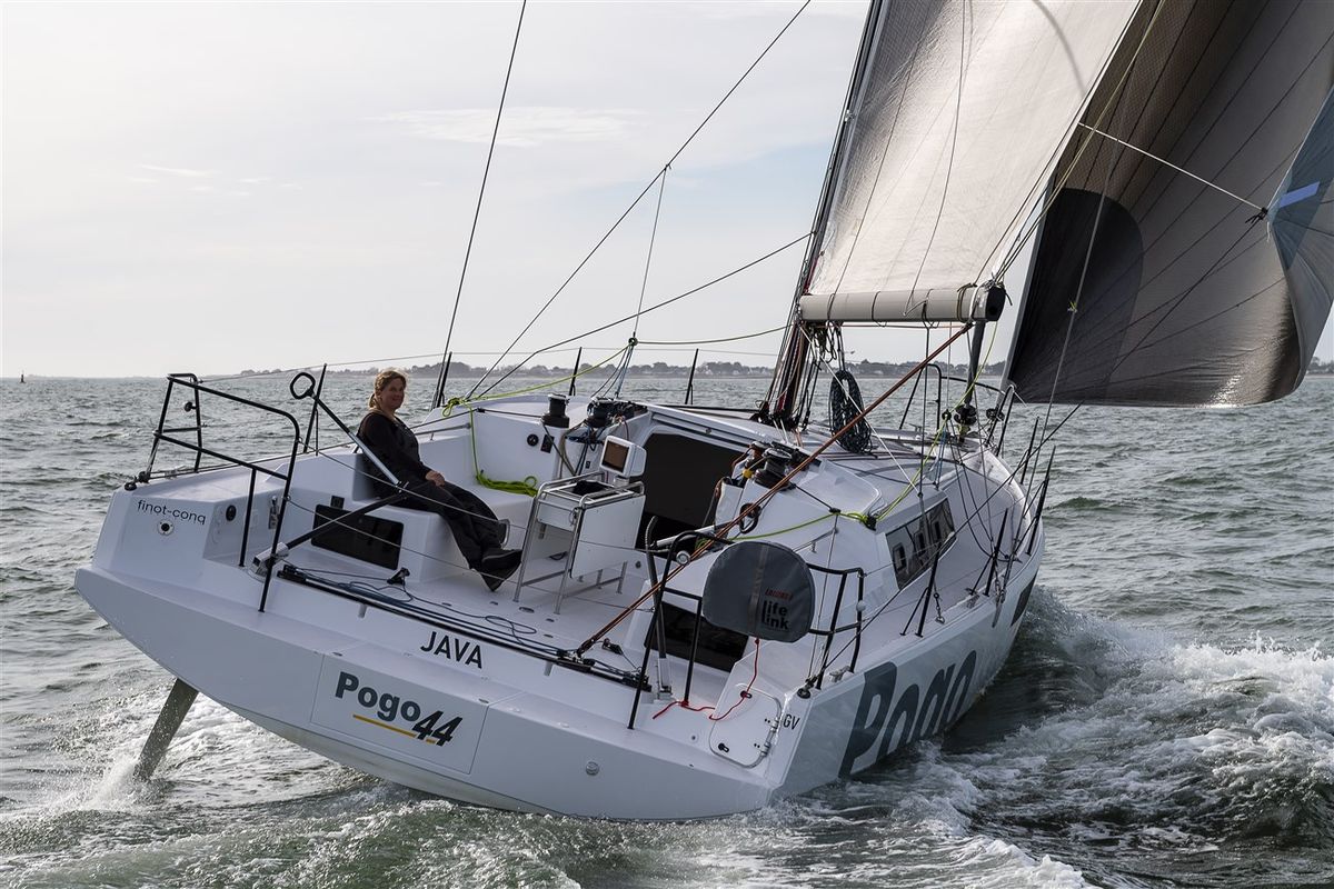 Exterior view of TOSTAKY, a Pogo Structures Pogo 44 sailboat at Alameda, United States