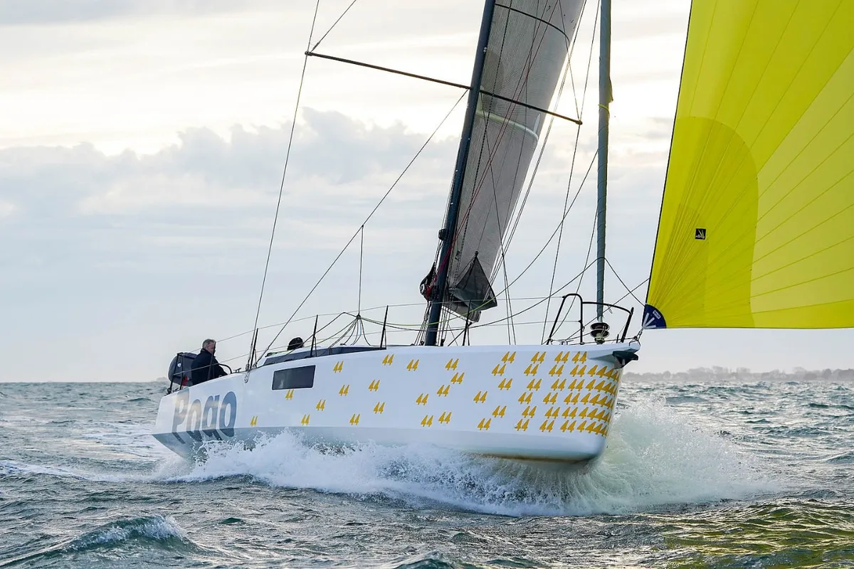 Exterior view of TOSTAKY, a Pogo Structures Pogo 44 sailboat at Alameda, United States