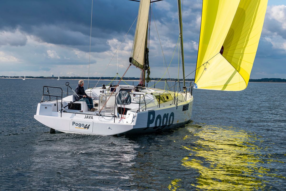 Exterior view of TOSTAKY, a Pogo Structures Pogo 44 sailboat at Alameda, United States