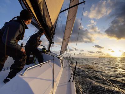 Deck of TOSTAKY, a Pogo Structures Pogo 44 sailboat at Alameda, United States