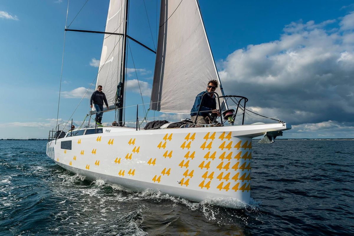 Exterior view of TOSTAKY, a Pogo Structures Pogo 44 sailboat at Alameda, United States
