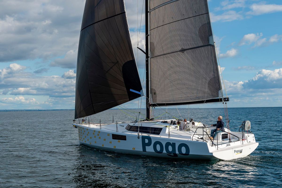 Exterior view of TOSTAKY, a Pogo Structures Pogo 44 sailboat at Alameda, United States
