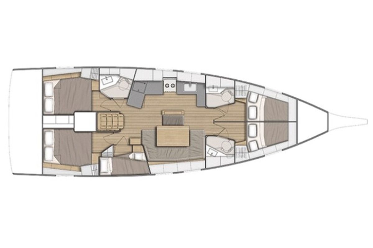 Floor plan of Buddy, a Beneteau Oceanis 46.1 sailboat at Athens, Greece