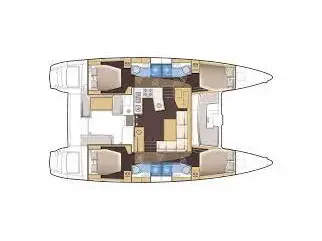 Floor plan of Islette, a Lagoon 450 Sport catamaran at Eden Island Marina, Seychelles