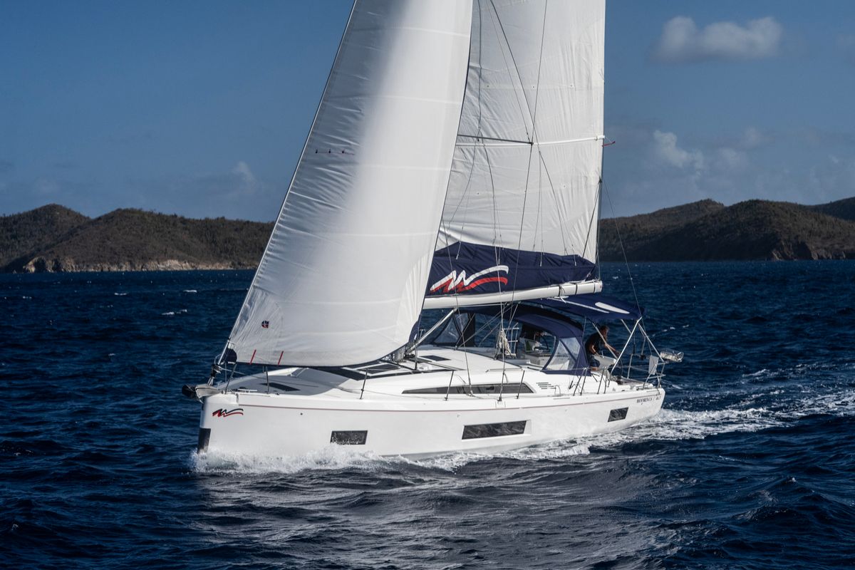Exterior view of Moorings 46.3 Club, a Beneteau Oceanis 46.1 sailboat at Marigot, France