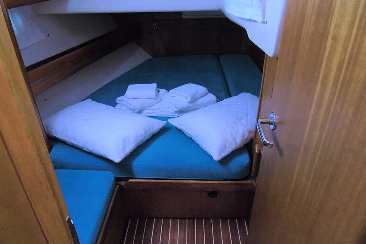 Cabin on Daluz, a Bavaria 46 Cruiser sailboat at Municipal Unit of Lefkada, Greece