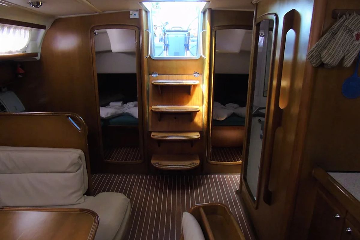 Cabin on Daluz, a Bavaria 46 Cruiser sailboat at Municipal Unit of Lefkada, Greece