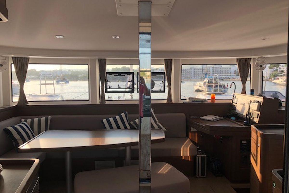 Salon of Side, a Lagoon 42 catamaran at Sant Antoni de Portmany, Spain