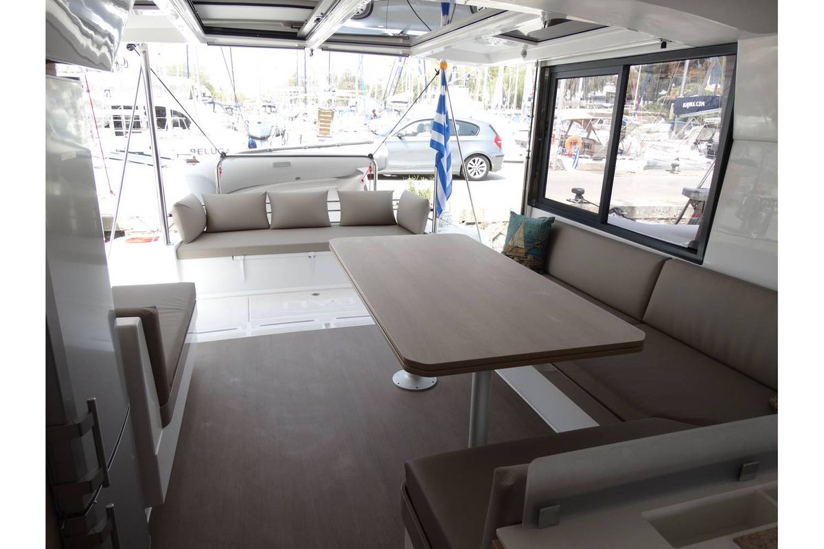 Deck of Kos 41.15, a Bali 4.1 catamaran at Municipal Unit of Lefkada, Greece