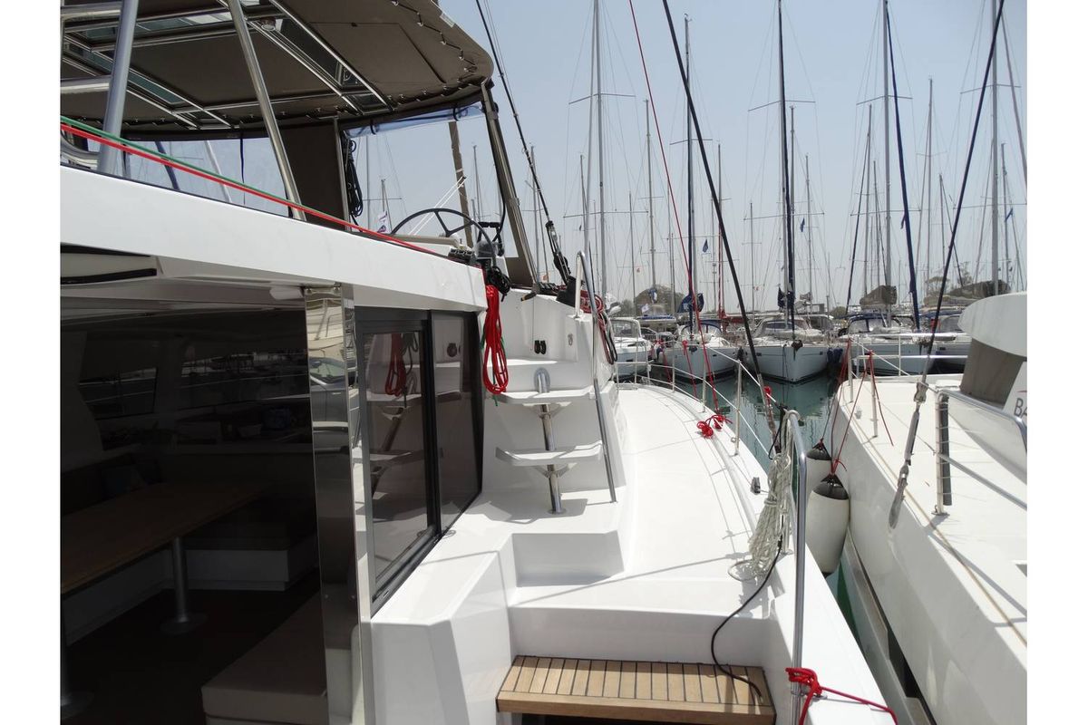Deck of Kos 41.15, a Bali 4.1 catamaran at Municipal Unit of Lefkada, Greece