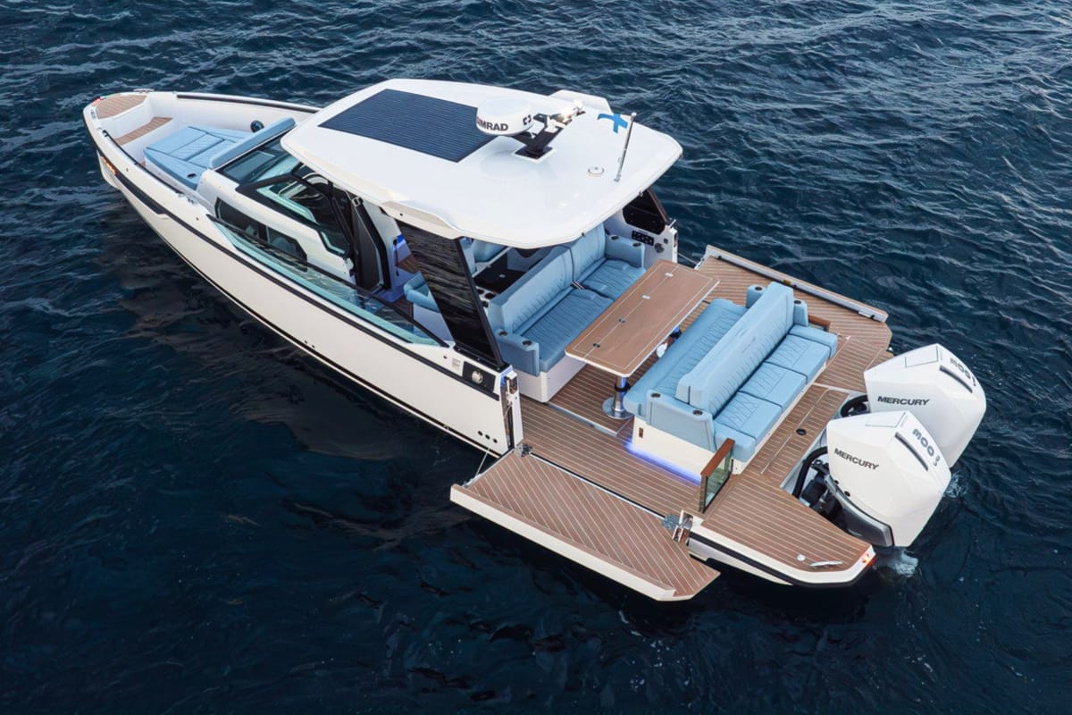 Exterior view of Saxdor 320 GTO, a Saxdor Yachts Saxdor 320 GTO motorboat at Grad Trogir, Croatia