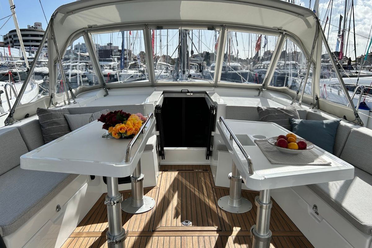 Deck of Tide Of Your Life, a Beneteau Oceanis 47 sailboat at Split, Croatia