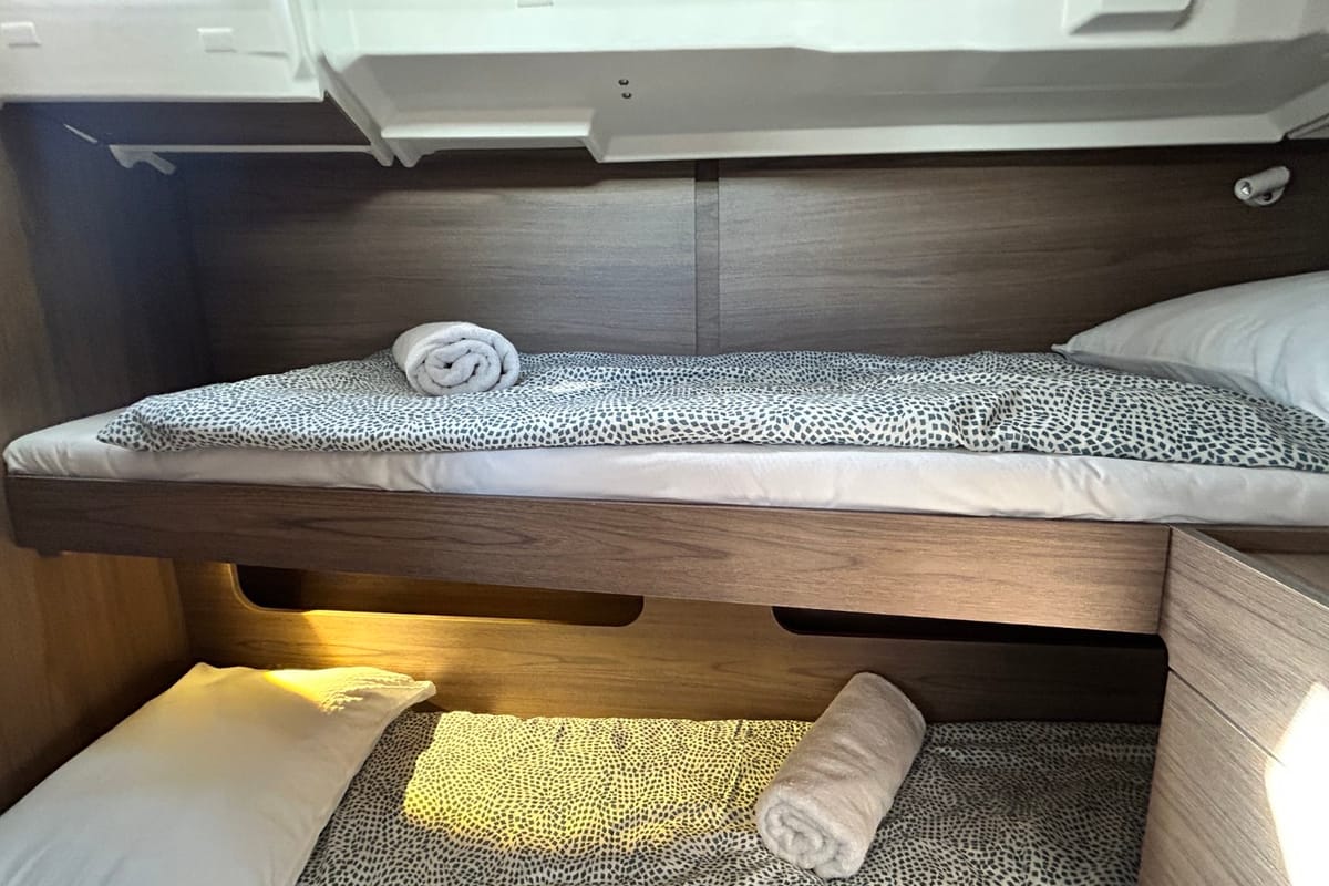 Cabin on Tide Of Your Life, a Beneteau Oceanis 47 sailboat at Split, Croatia