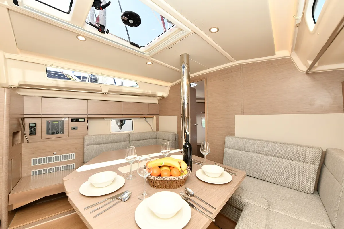 Salon of Lauda, a Hanse Yachts Hanse 418 sailboat at Fethiye, Turkey