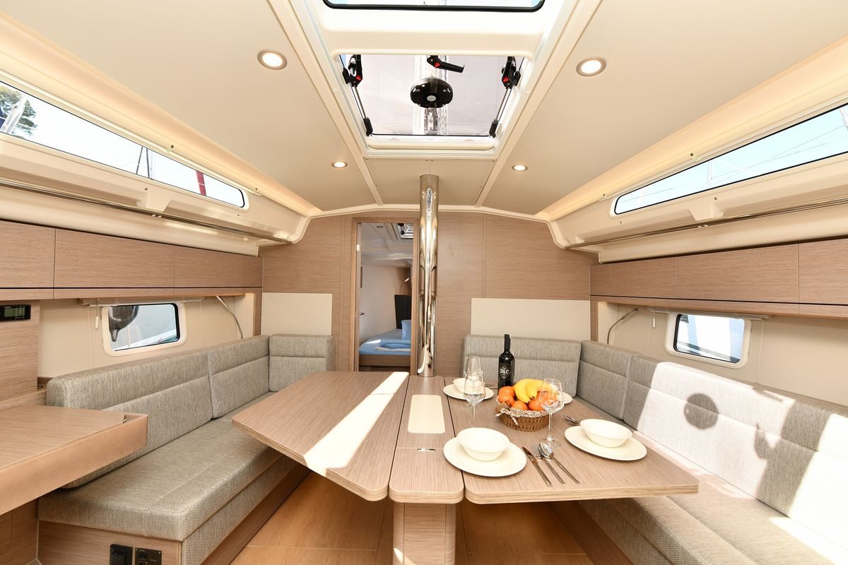 Salon of Lauda, a Hanse Yachts Hanse 418 sailboat at Fethiye, Turkey