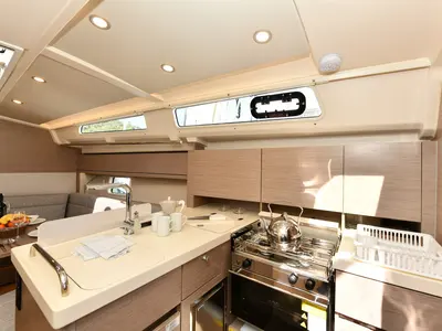 Galley of Lauda, a Hanse Yachts Hanse 418 sailboat at Fethiye, Turkey