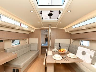 Salon of Lauda, a Hanse Yachts Hanse 418 sailboat at Fethiye, Turkey