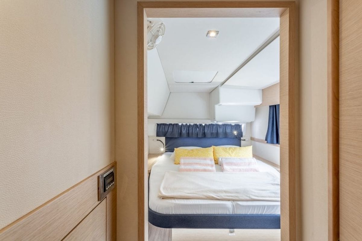Cabin on Altair, a Fountaine Pajot Helia 44 catamaran at Ribishi, Saint Vincent and the Grenadines