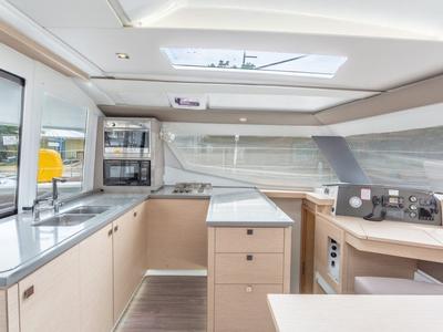 Galley of Altair, a Fountaine Pajot Helia 44 catamaran at Ribishi, Saint Vincent and the Grenadines
