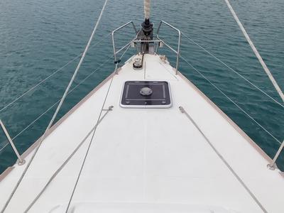 Deck of Thoe, a Jeanneau Sun Odyssey 469 sailboat at Volos Municipality, Greece
