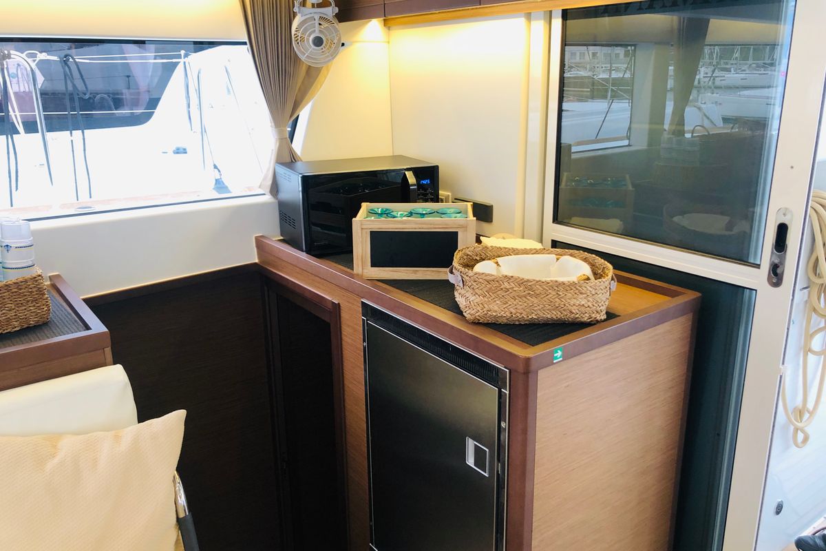 Galley of Samana, a Lagoon 40 catamaran at Capo d'Orlando, Italy