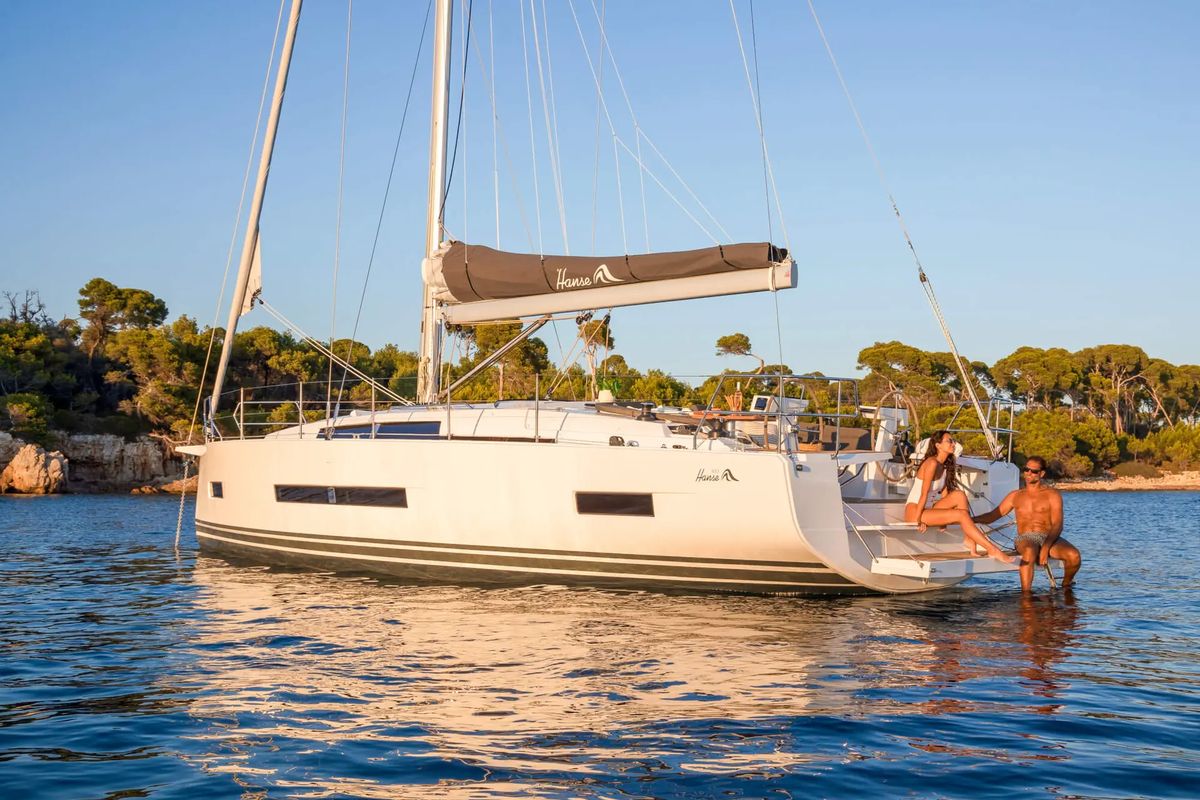 Exterior view of NEW 2026, a Hanse Yachts Hanse 410 sailboat at Capo d'Orlando, Italy