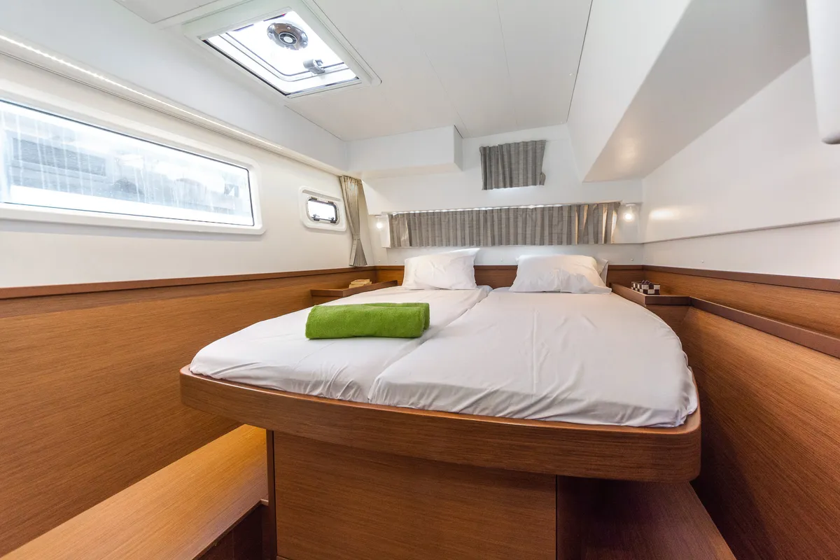 Cabin on White Pearl, a Lagoon 42 catamaran at Volos Municipality, Greece