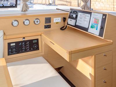 Cockpit of Adorable, a Lagoon 400 S2 catamaran at Tonnarella, Italy