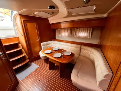 Salon of Amigo, a Bavaria 37 Sport yacht at Fethiye, Turkey
