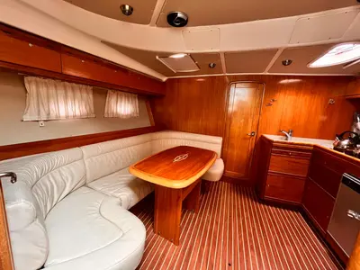 Galley of Amigo, a Bavaria 37 Sport yacht at Fethiye, Turkey