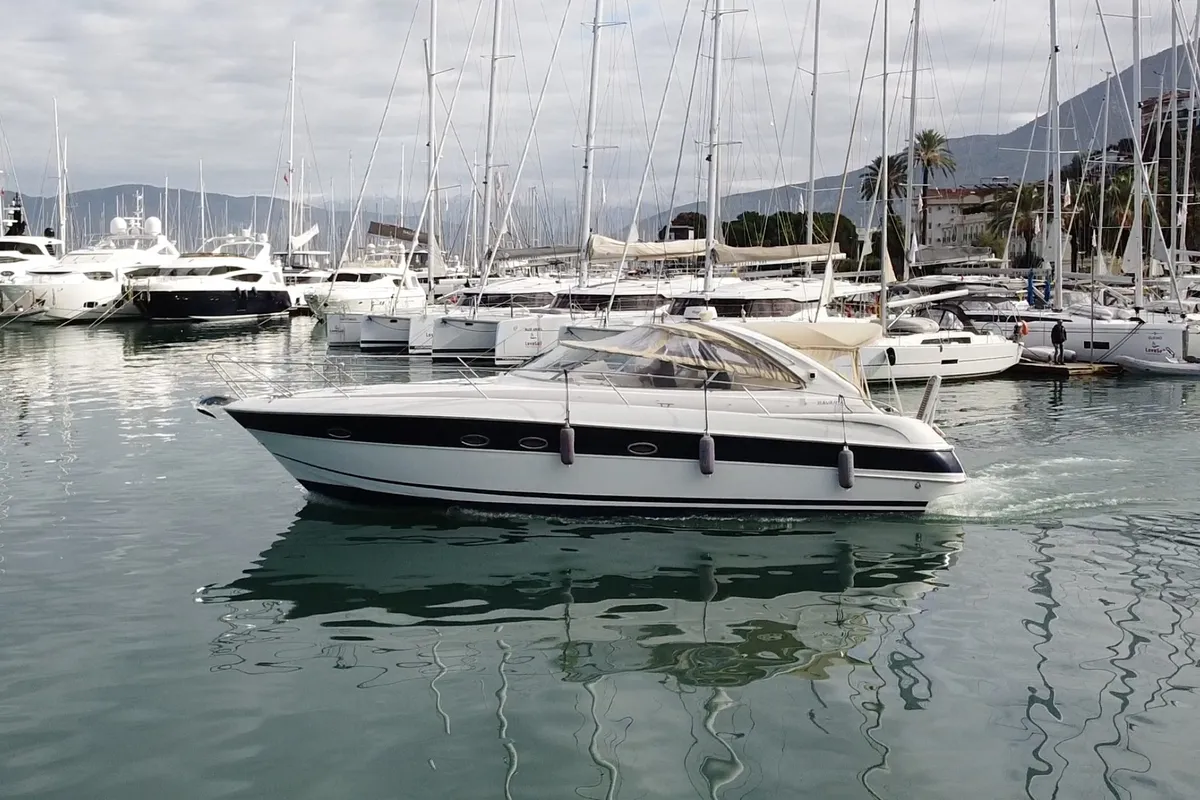 Exterior view of Amigo, a Bavaria 37 Sport yacht at Fethiye, Turkey