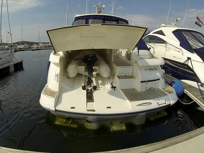 Deck of Katrin, a Fairline Boats Fairline Targa 52 GT yacht at Grad Šibenik, Croatia