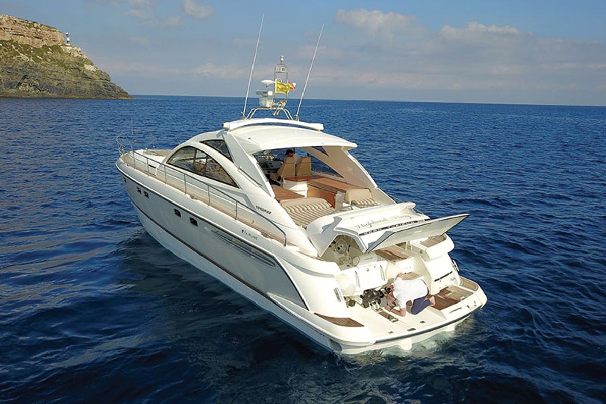 Exterior view of Katrin, a Fairline Boats Fairline Targa 52 GT yacht at Grad Šibenik, Croatia