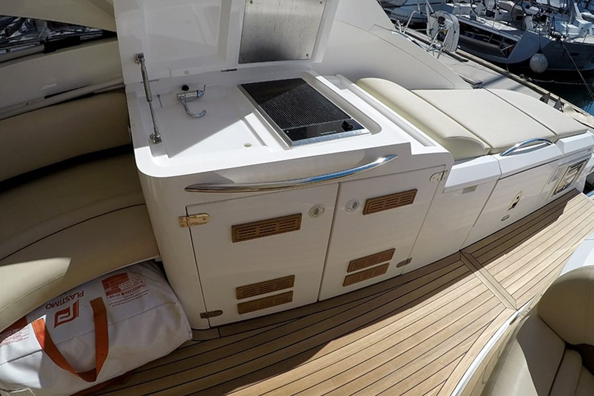 Deck of Katrin, a Fairline Boats Fairline Targa 52 GT yacht at Grad Šibenik, Croatia