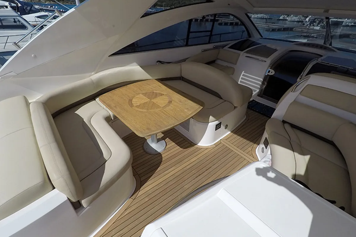 Deck of Katrin, a Fairline Boats Fairline Targa 52 GT yacht at Grad Šibenik, Croatia