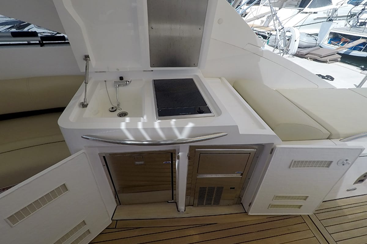 Deck of Katrin, a Fairline Boats Fairline Targa 52 GT yacht at Grad Šibenik, Croatia