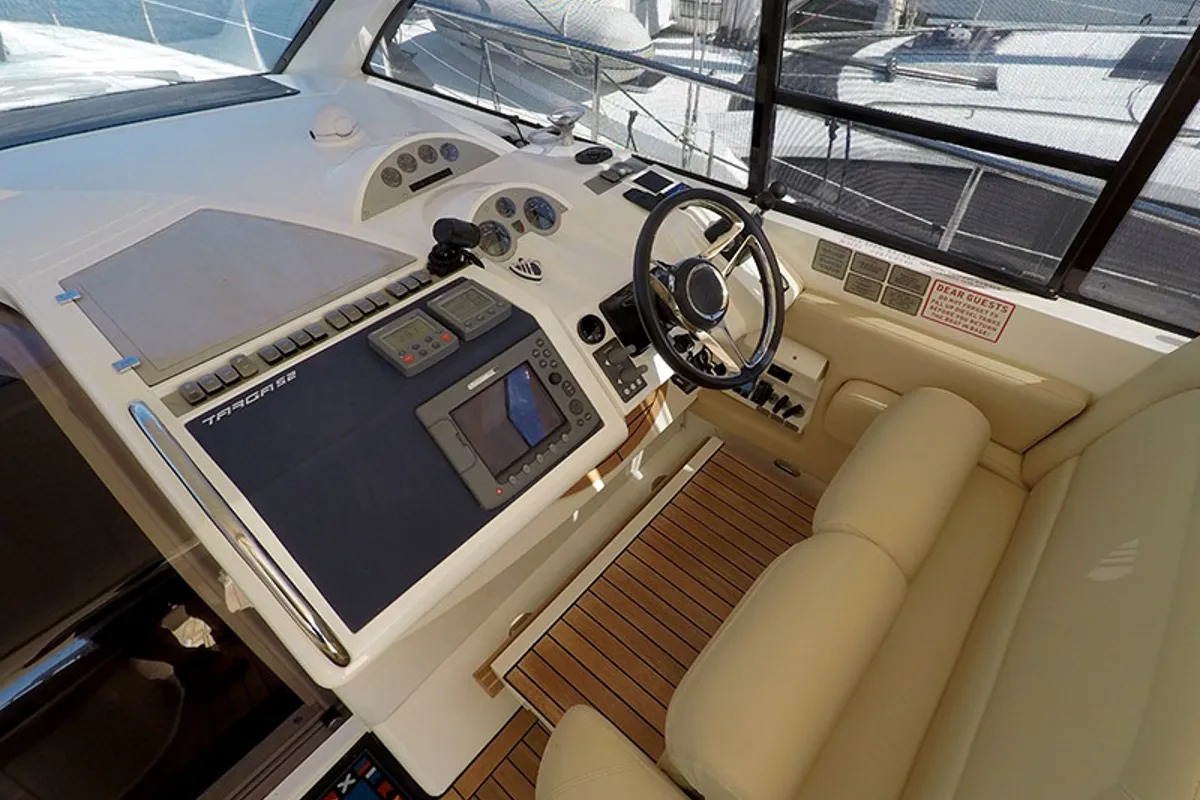 Cockpit of Katrin, a Fairline Boats Fairline Targa 52 GT yacht at Grad Šibenik, Croatia