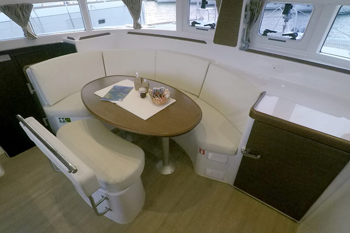 Salon of Grey Pearl, a Lagoon 380 catamaran at Grad Šibenik, Croatia