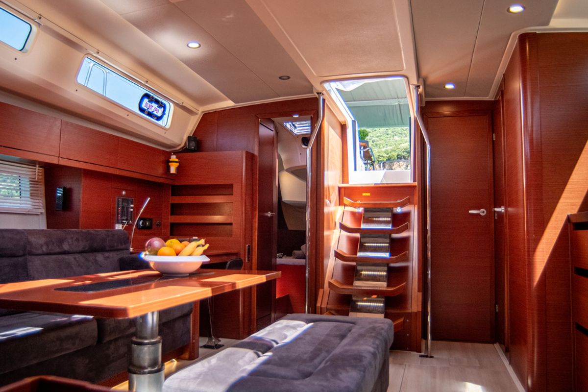 Salon of Quantum Wave, a Hanse Yachts Hanse 508 sailboat at Preveza, Greece