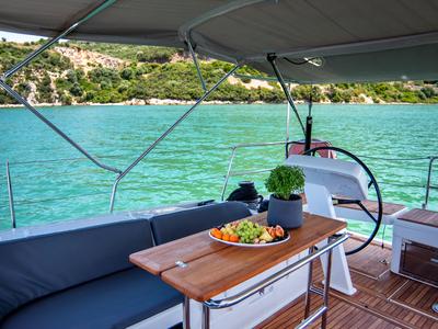Cockpit of Quantum Wave, a Hanse Yachts Hanse 508 sailboat at Preveza, Greece