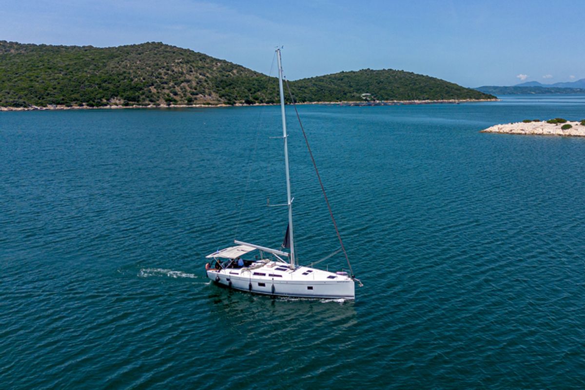 Exterior view of Quantum Wave, a Hanse Yachts Hanse 508 sailboat at Preveza, Greece