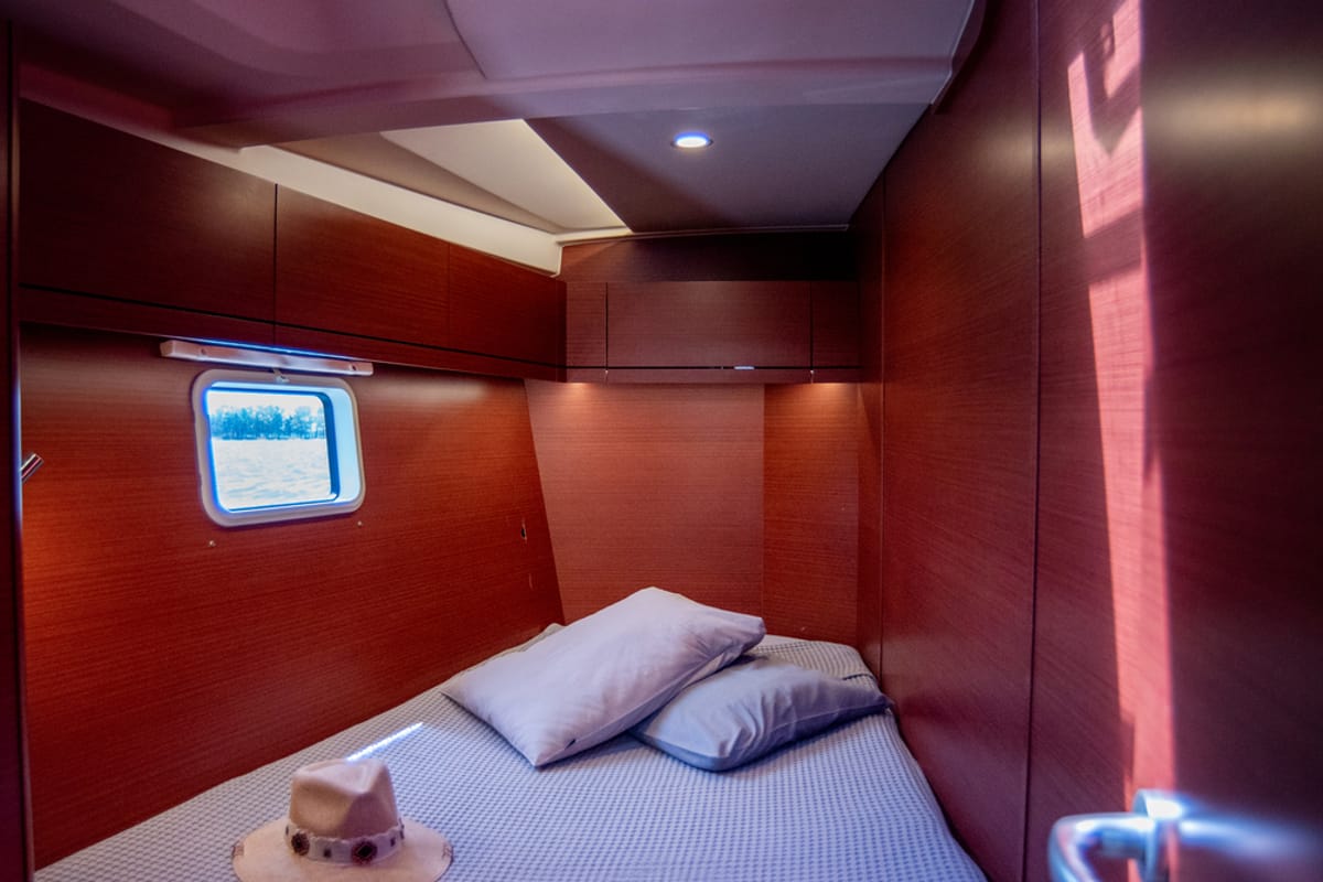 Cabin on Quantum Wave, a Hanse Yachts Hanse 508 sailboat at Preveza, Greece